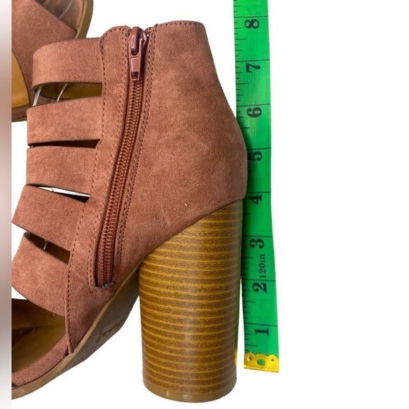 Qupid Dusty Rose Pink Suede Gladiator Open Toe Block Heel Women’s Size 5.5 - Picture 12 of 13